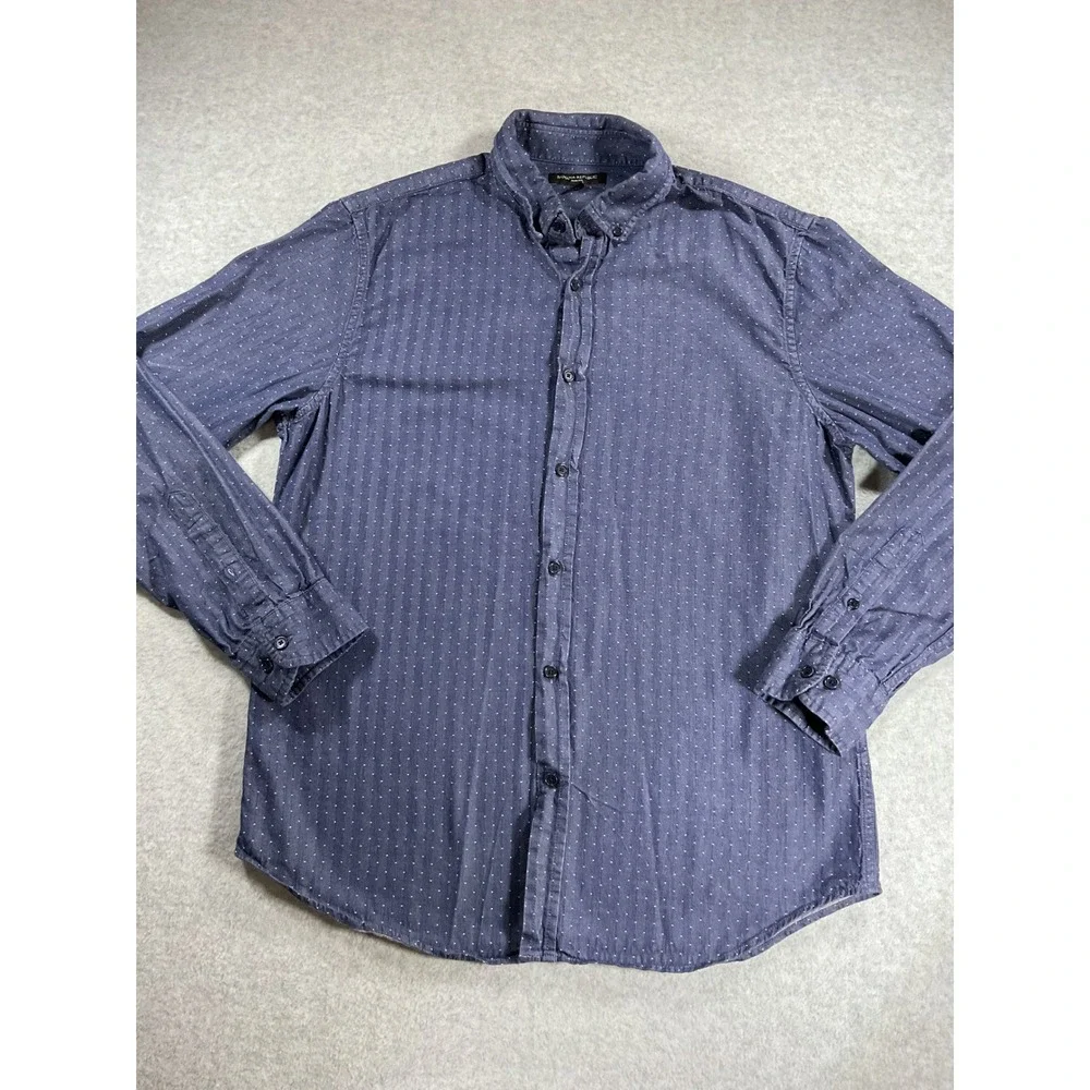 Banana Republic Mens Slim Fit Blue Micro Dot Stripe Button Down Shirt L 1832